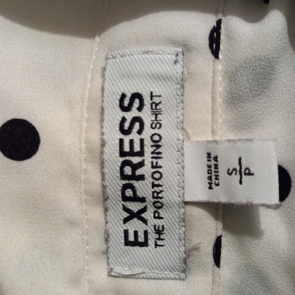 EXPRESS The portfolio shirt ,Navy Poka-dotted Shirt with long Sleeves, Size S/P - Picture 8 of 8